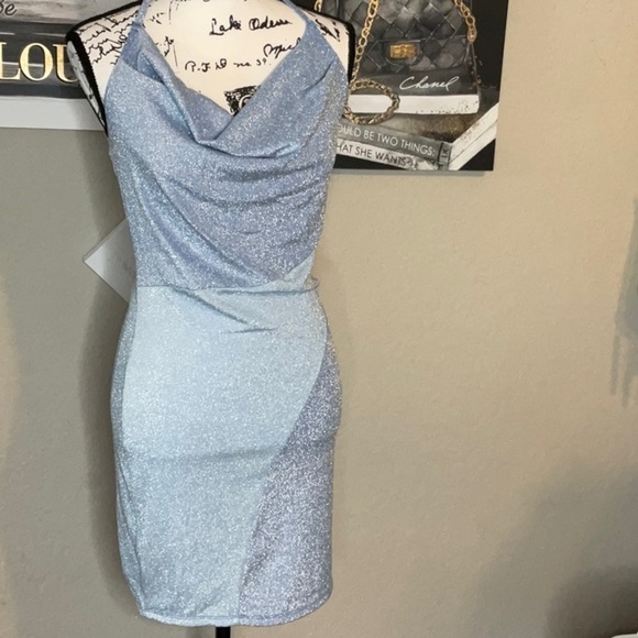 naked wardrobe blue dress Poppy - Navy Rhinestone Long Prom Dress